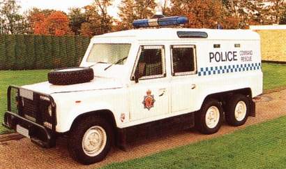 Hotspur Hussar 6x6 armoured Land Rover in police command and rescue configuration