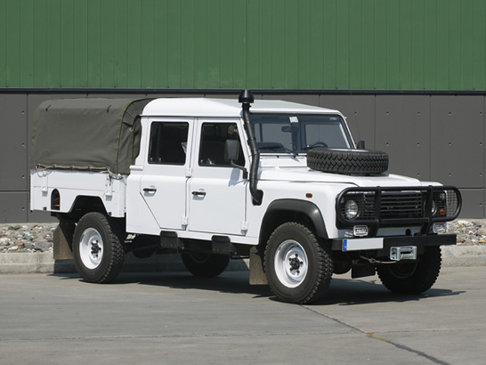 Otokar-built Land Rover Defender 130 crew cab pickup in white